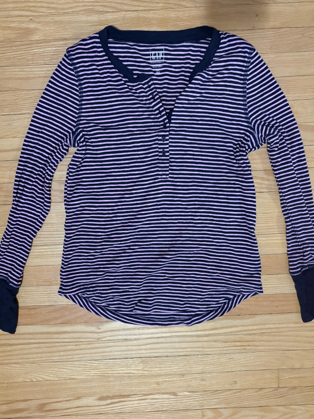 GAP Pink and Navy Striped Long Sleeve